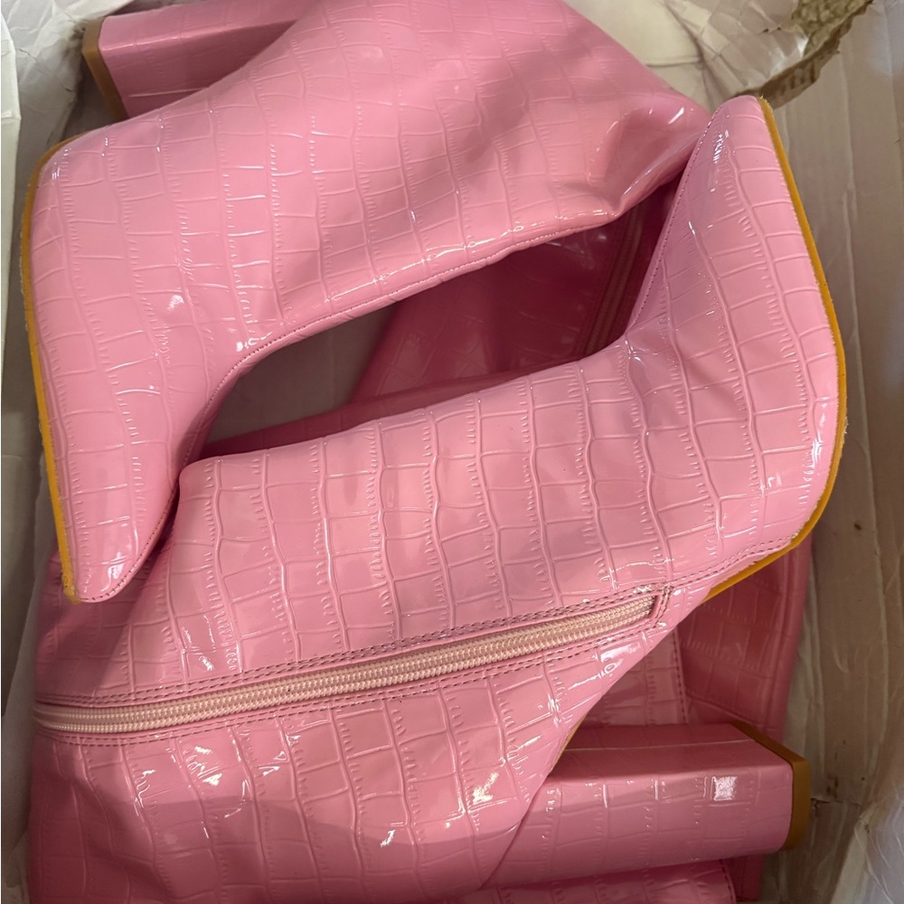 Pink Croc-Embossed Women's Bag